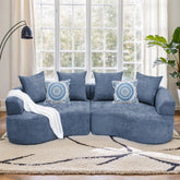 109” Curved Sectional Sofa, Chenille Fabric Modular Cloud Couch, No Assembly Required Half Moon Couch with Deep Seat, 4 Pillows, Blue